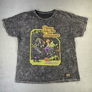 Steven Rhodes T-Shirt Size Large "Never Ride With Strangers" Acid Wash Gray